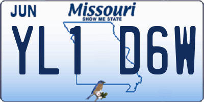 MO license plate YL1D6W