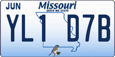 MO license plate YL1D7B