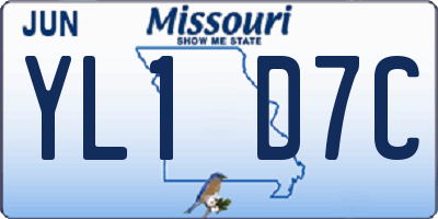 MO license plate YL1D7C