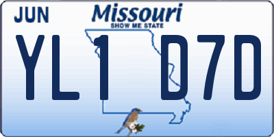 MO license plate YL1D7D