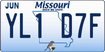 MO license plate YL1D7F