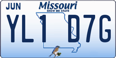 MO license plate YL1D7G