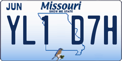 MO license plate YL1D7H