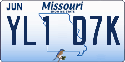 MO license plate YL1D7K