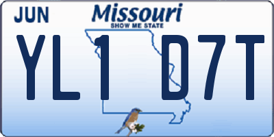 MO license plate YL1D7T