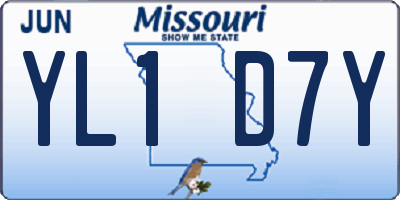 MO license plate YL1D7Y
