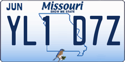 MO license plate YL1D7Z