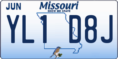 MO license plate YL1D8J