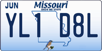 MO license plate YL1D8L