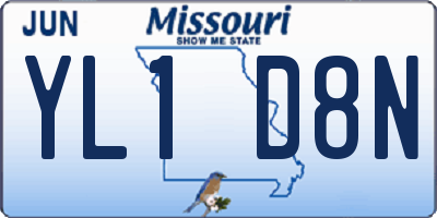 MO license plate YL1D8N