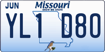 MO license plate YL1D8O