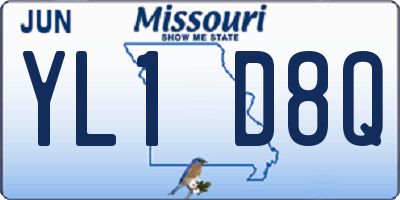 MO license plate YL1D8Q