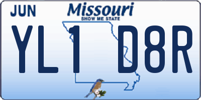 MO license plate YL1D8R