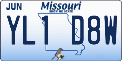 MO license plate YL1D8W