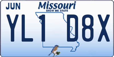 MO license plate YL1D8X