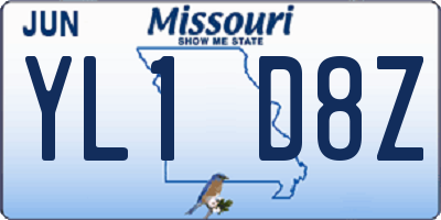 MO license plate YL1D8Z