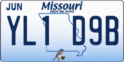 MO license plate YL1D9B