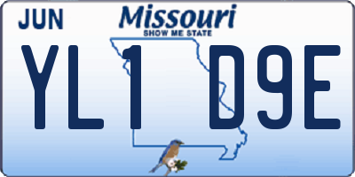 MO license plate YL1D9E