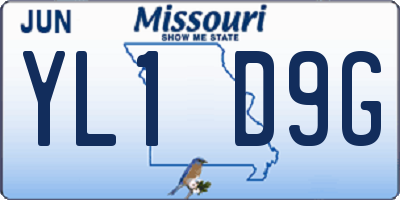 MO license plate YL1D9G