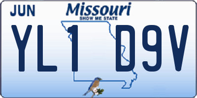 MO license plate YL1D9V