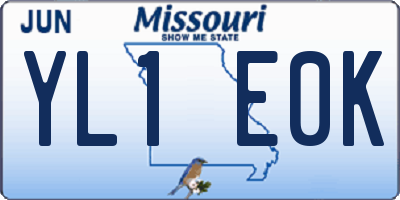 MO license plate YL1E0K