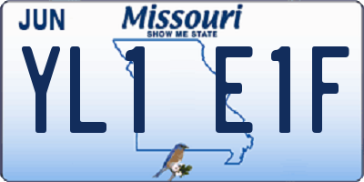 MO license plate YL1E1F