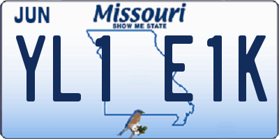 MO license plate YL1E1K