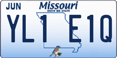 MO license plate YL1E1Q