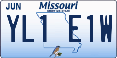 MO license plate YL1E1W