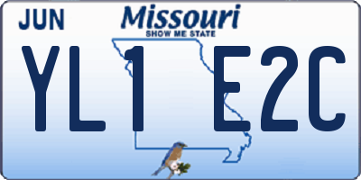 MO license plate YL1E2C