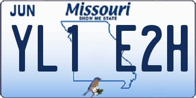MO license plate YL1E2H