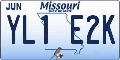 MO license plate YL1E2K