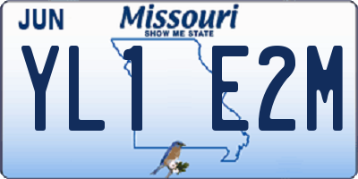 MO license plate YL1E2M