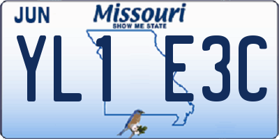 MO license plate YL1E3C
