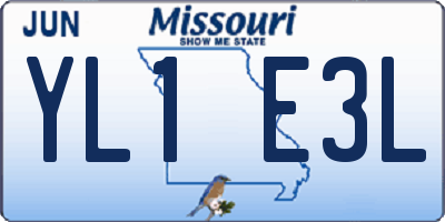MO license plate YL1E3L