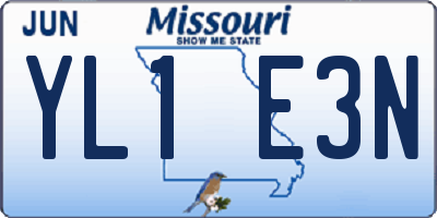 MO license plate YL1E3N