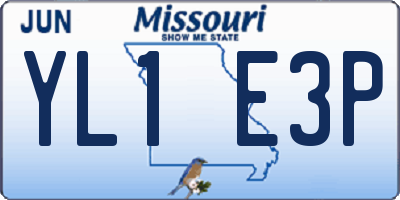 MO license plate YL1E3P