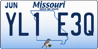 MO license plate YL1E3Q