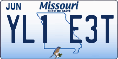 MO license plate YL1E3T