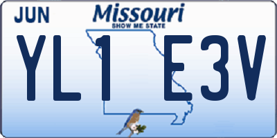 MO license plate YL1E3V