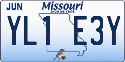 MO license plate YL1E3Y