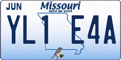 MO license plate YL1E4A