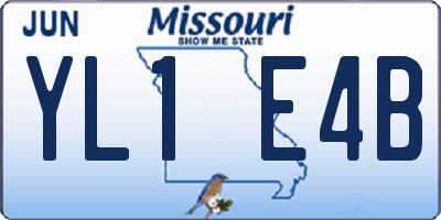MO license plate YL1E4B