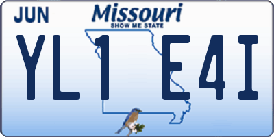 MO license plate YL1E4I