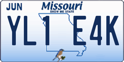 MO license plate YL1E4K