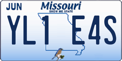 MO license plate YL1E4S