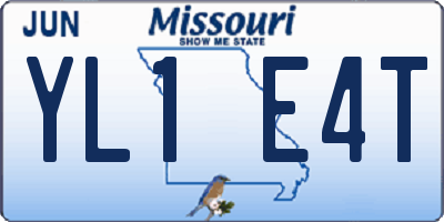 MO license plate YL1E4T