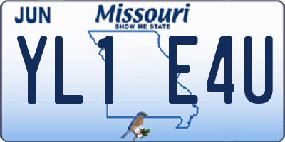 MO license plate YL1E4U