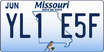 MO license plate YL1E5F