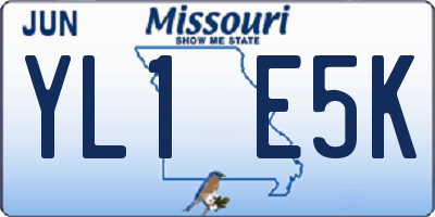 MO license plate YL1E5K